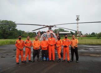 BASARNAS SIAGAKAN HELIKOPTER BOLCOW BO-105/HR-1522 GUNA PEMANTAUAN ARUS BALIK