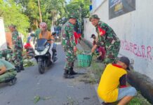Koramil 03 Serengan & Komponen Masyarakat Gelar Kerja Bakti Dalam Rangka Hari Juang Kartika TNI AD 2023