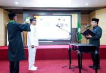 Pelantikan Kepala Desa Paldas, Pj. Bupati Hani Syopiar Rustam Harapkan Kades Segera Bekerja Dengan Baik