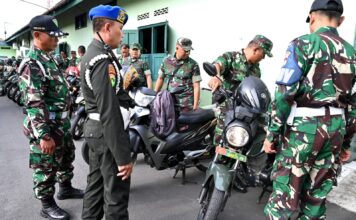 Budayakan Tertib Lalu Lintas dan tekan pelanggaran, Denpom IV/4 Surakarta Periksa Kendaraan Anggota Kodim 0726/Sukoharjo