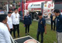 Polres Tanggamus Bersama Bidang Meteorologi Koperindag Cek Tertib Ukur SPBU