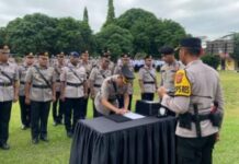 Kapolres Banyuasin Pimpin Upacara Sertijab Sejumlah PJU Polres Banyuasin