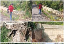 TEMBOK PENAHAN TANAH PENOPANG JALAN PERBATASAN DESA KEBAN AGUNG DANAU BELIDANG MS LAHAT APBD TA 2023 AMBRUK DIDUGA DIKERJAKAN ASAL JADI