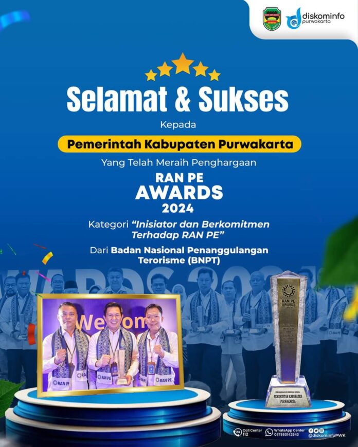 Pemkab Purwakarta Dianugerahi Penghargaan RAN PE dari BNPT