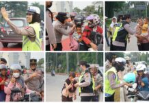 Hari Jadi Polwan ke-77, Kapolres Metro Bekasi Gelar Yanmas Pagi di TL Pos Lantas Jurong, Bagikan Bingkisan