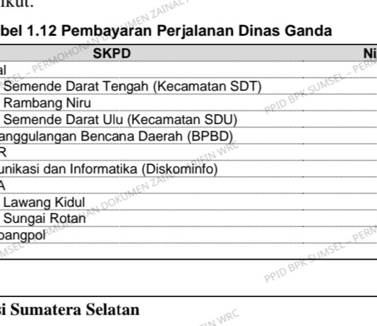GEROMBOLAN PEJABAT PEMKAB MUARA ENIM SODOMI DANA ANGGARAN PERJALANAN
