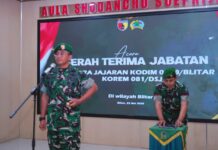 Pimpin Sertijab Danramil dan Perwira Staf, Dandim 0808/Blitar Tekankan Optimalisasi Kinerja Satuan