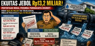 EKUITAS JEBOL Rp13,2 MILIAR! PENYERTAAN MODAL PERUMDA PURWAKARTA DISOROT, HIBAH Rp8,86 MILIAR TAK TERJELASKAN DAN DOKUMEN PASCAKERJA Rp2,78 MILIAR MENGHILANG