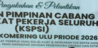 Eri Widosen Ucapkan Selamat Atas Pengukuhan Dewan Pimpinan Cabang Konfederasi Serikat Pekerja Seluruh Indonesia (KSPSI) OKU
