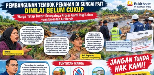 Pembangunan Tembok Penahan di Sungai Pait Dinilai Belum Cukup, Warga Tetap Tuntut Secepatnya Proses Ganti Rugi Lahan yang Erosi dan Air Bersih