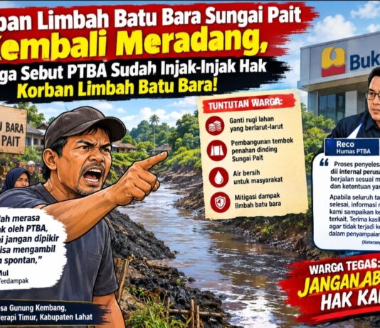 Korban Limbah Batu Bara Sungai Pait Kembali Meradang, Warga Sebut PTBA Sudah Injak-Injak Hak Korban Limbah Batu Bara!